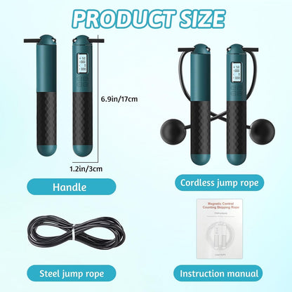 Magica Popcorn Ropeless Skipping Rope,Cordless Skipping Rope for Adults,Smart Digital Gravity Ball Jump Rope,Cordless Jump Rope with Counter,Weighted Skipping Rope without Rope for Home