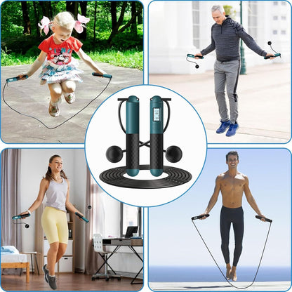 Magica Popcorn Ropeless Skipping Rope,Cordless Skipping Rope for Adults,Smart Digital Gravity Ball Jump Rope,Cordless Jump Rope with Counter,Weighted Skipping Rope without Rope for Home